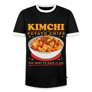 Kimchi Korean Dish Kimchi Gift - Men's Ringer Shirt - black/white - Front - AI Model Female 172 light (172cm) & AI Model Male 178 light (178cm)