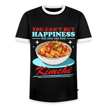 Kimchi Korean Food Kimchi Gift - Men's Ringer Shirt - black/white - Front - AI Model Female 172 light (172cm) & AI Model Male 178 light (178cm)