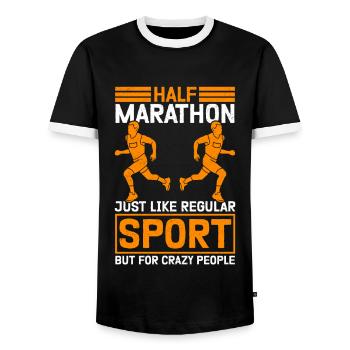 Half Marathon Runner Half Marathon Gift - Men's Ringer Shirt - black/white - Front - AI Model Female 172 light (172cm) & AI Model Male 178 light (178cm)