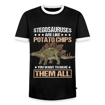 Stegosaurus Dinos Dinosaur Gift - Men's Ringer Shirt - black/white - Front - AI Model Female 172 light (172cm) & AI Model Male 178 light (178cm)