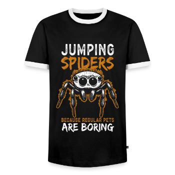 Springspinnen Springspinne Geschenke - Männer Kontrast-T-Shirt - Schwarz/Weiß - Vorne - AI Model Female 172 light (172cm) & AI Model Male 178 light (178cm)