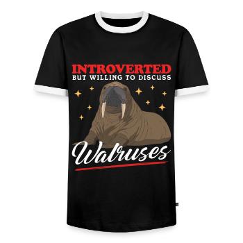 Walross Walroß Walrus Walrosse Geschenk - Männer Kontrast-T-Shirt - Schwarz/Weiß - Vorne - AI Model Female 172 light (172cm) & AI Model Male 178 light (178cm)