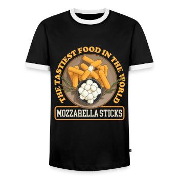 Mozzarella Sticks Cheese Lover Gift - Men's Ringer Shirt - black/white - Front - AI Model Female 172 light (172cm) & AI Model Male 178 light (178cm)