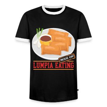 Lumpia Spring Roll Loempia Gift - Men's Ringer Shirt - black/white - Front - AI Model Female 172 light (172cm) & AI Model Male 178 light (178cm)
