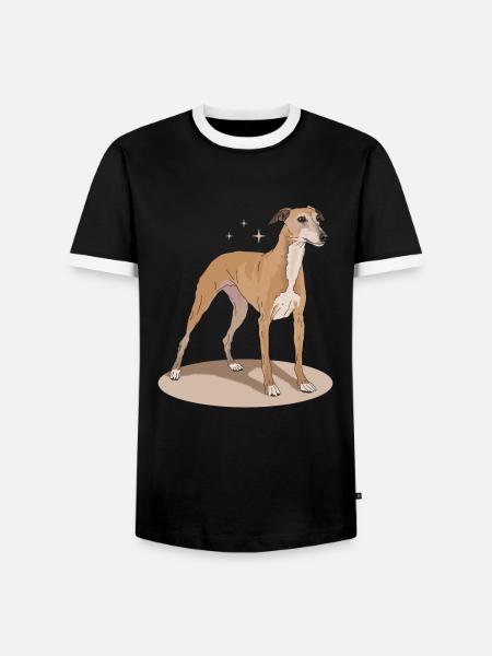 Whippet Cadeaux de lévrier anglais - T-shirt contrasté Homme - noir/blanc