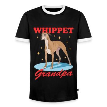 Whippet Grandpa Lévrier anglais Cadeau - T-shirt contrasté Homme - noir/blanc - Devant - AI Model Female 172 light (172cm) & AI Model Male 178 light (178cm)