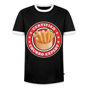 Churro Expert Churros Cadeau - T-shirt contrasté Homme - noir/blanc - Devant - AI Model Female 172 light (172cm) & AI Model Male 178 light (178cm)