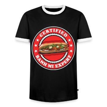 Banh Mi Expert Bánh Mì Cadeau - T-shirt contrasté Homme - noir/blanc - Devant - AI Model Female 172 light (172cm) & AI Model Male 178 light (178cm)