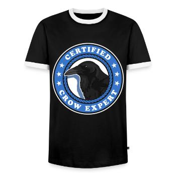 Krähen Experte Raben Vögel Geschenk - Männer Kontrast-T-Shirt - Schwarz/Weiß - Vorne - AI Model Female 172 light (172cm) & AI Model Male 178 light (178cm)