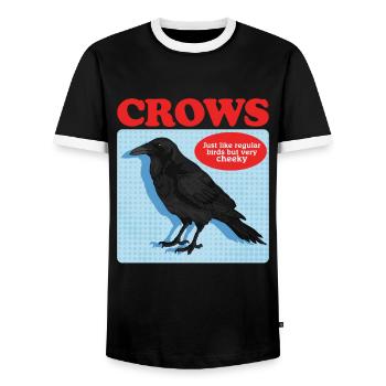 Crows Black Ravens Gift - Men's Ringer Shirt - black/white - Front - AI Model Female 172 light (172cm) & AI Model Male 178 light (178cm)