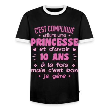 Woman Princess Birthday 10 Year Old - Men's Ringer Shirt - black/white - Front - AI Model Female 172 light (172cm) & AI Model Male 178 light (178cm)