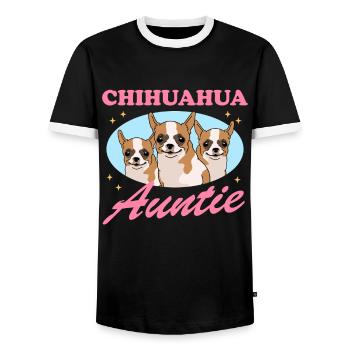 Chihuahua Tante Chihuahua Cadeau - T-shirt contrasté Homme - noir/blanc - Devant - AI Model Female 172 light (172cm) & AI Model Male 178 light (178cm)