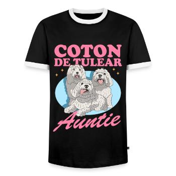 Coton de Tuléar Tante Chien Lover Cadeau - T-shirt contrasté Homme - noir/blanc - Devant - AI Model Female 172 light (172cm) & AI Model Male 178 light (178cm)