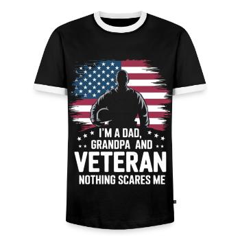 Soldat militaire vétéran - T-shirt contrasté Homme - noir/blanc - Devant - AI Model Female 172 light (172cm) & AI Model Male 178 light (178cm)