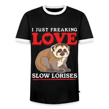 Plumploris süße Slow Lorises Geschenke - Männer Kontrast-T-Shirt - Schwarz/Weiß - Vorne - AI Model Female 172 light (172cm) & AI Model Male 178 light (178cm)