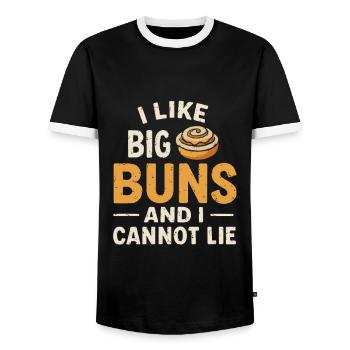 Ich mag große Brötchen - Männer Kontrast-T-Shirt - Schwarz/Weiß - Vorne - AI Model Female 172 light (172cm) & AI Model Male 178 light (178cm)
