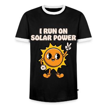 I run on Solar Power - Men's Ringer Shirt - black/white - Front - AI Model Female 172 light (172cm) & AI Model Male 178 light (178cm)