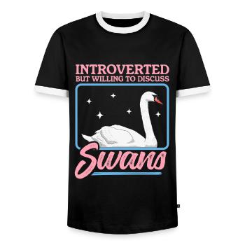 Schwäne Schwan Schwanenliebhaber Geschenk - Männer Kontrast-T-Shirt - Schwarz/Weiß - Vorne - AI Model Female 172 light (172cm) & AI Model Male 178 light (178cm)