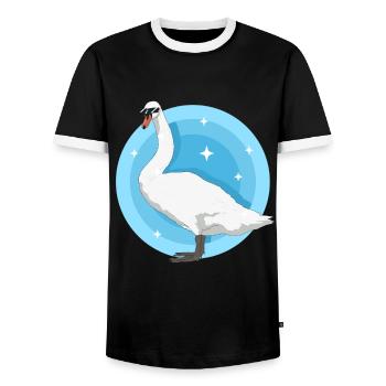 Schwan Schwäne Schwanenliebhaber Geschenke - Männer Kontrast-T-Shirt - Schwarz/Weiß - Vorne - AI Model Female 172 light (172cm) & AI Model Male 178 light (178cm)