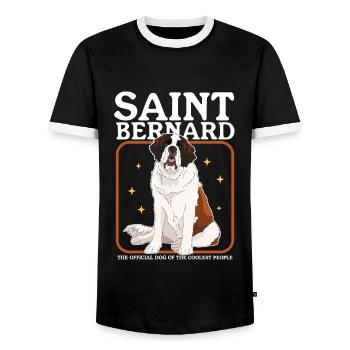 Bernhardiner Hunde St. Bernhardshund Geschenk - Männer Kontrast-T-Shirt - Schwarz/Weiß - Vorne - AI Model Female 172 light (172cm) & AI Model Male 178 light (178cm)