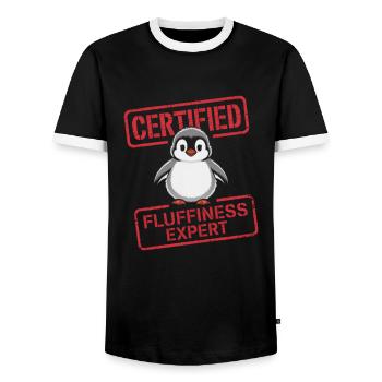 Chemise de nuit pingouin pyjama chemise de nuit cadeau - T-shirt contrasté Homme - noir/blanc - Devant - AI Model Female 172 light (172cm) & AI Model Male 178 light (178cm)