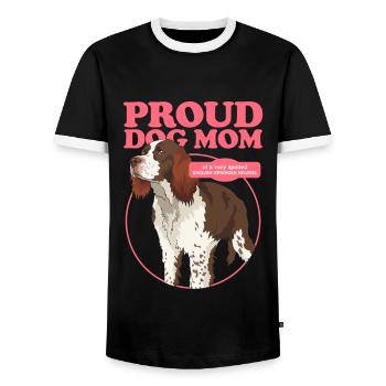 English Springer Spaniel Mom Dog Mom Gift - Men's Ringer Shirt - black/white - Front - AI Model Female 172 light (172cm) & AI Model Male 178 light (178cm)