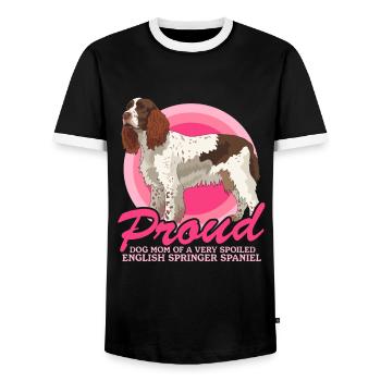 English Springer Spaniel Mom Dog Mom Gifts - Men's Ringer Shirt - black/white - Front - AI Model Female 172 light (172cm) & AI Model Male 178 light (178cm)