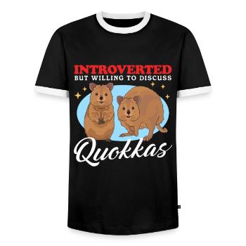Quokka Kurzschwanzkänguru Quokkas Geschenk - Männer Kontrast-T-Shirt - Schwarz/Weiß - Vorne - AI Model Female 172 light (172cm) & AI Model Male 178 light (178cm)
