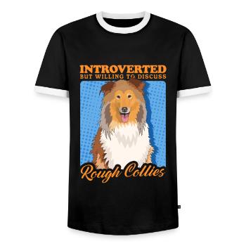 Collie Longhair Collie Dog Rough Collies Gift - Men's Ringer Shirt - black/white - Front - AI Model Female 172 light (172cm) & AI Model Male 178 light (178cm)