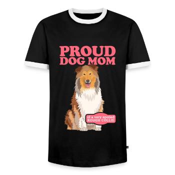 Collie Mom Long Hair Collie Rough Collies Gift - Men's Ringer Shirt - black/white - Front - AI Model Female 172 light (172cm) & AI Model Male 178 light (178cm)