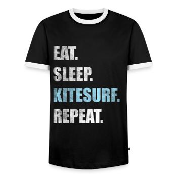 Kitesurf Kitesurf Kitesurf Kitesurf - T-shirt contrasté Homme - noir/blanc - Devant - AI Model Female 172 light (172cm) & AI Model Male 178 light (178cm)