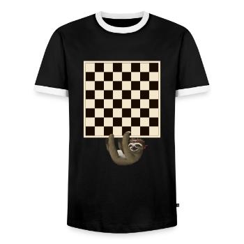 Échiquier Joueur d'échecs Joueur d'échecs Cadeau - T-shirt contrasté Homme - noir/blanc - Devant - AI Model Female 172 light (172cm) & AI Model Male 178 light (178cm)