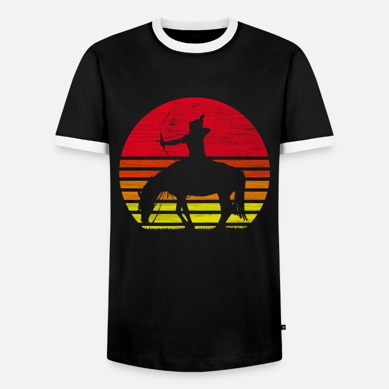 Retro Native Indian Gift - Men's Ringer Shirt - black/white
