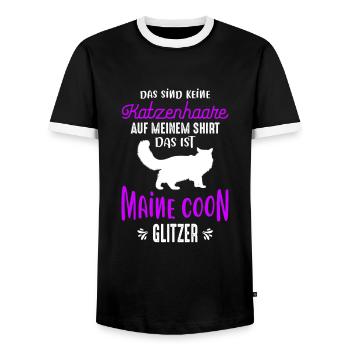Das Ist Maine Coon Glitzer - Männer Kontrast-T-Shirt - Schwarz/Weiß - Vorne - AI Model Female 172 light (172cm) & AI Model Male 178 light (178cm)