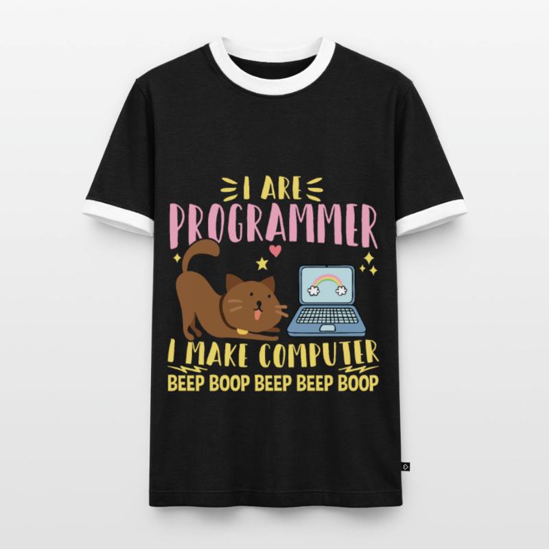 I Are Programmer I Makes Computer Beep Boop Coder Männer Kontrast-T-Shirt
