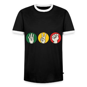 422 Cannabis Kultur Kiffer Weed - Männer Kontrast-T-Shirt - Schwarz/Weiß - Vorne - AI Model Female 172 light (172cm) & AI Model Male 178 light (178cm)