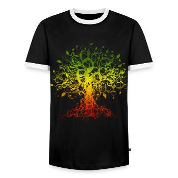 Africa Roots Black History Month Tree - Men's Ringer Shirt - black/white - Front - AI Model Female 172 light (172cm) & AI Model Male 178 light (178cm)