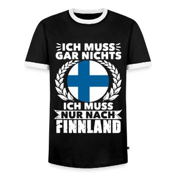 Ich Muss Gar Nichts Ich Muss Nur Nach Finnland - Männer Kontrast-T-Shirt - Schwarz/Weiß - Vorne - AI Model Female 172 light (172cm) & AI Model Male 178 light (178cm)