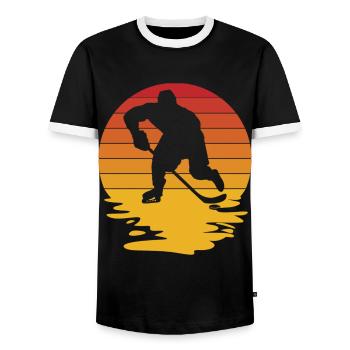 Hockey sur glace Hockey Joueur de hockey sur glace Équipe de hockey sur glace - T-shirt contrasté Homme - noir/blanc - Devant - AI Model Female 172 light (172cm) & AI Model Male 178 light (178cm)