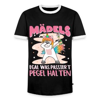 Einhorn Mädels Egal Was Passiert Pegel Halten - Männer Kontrast-T-Shirt - Schwarz/Weiß - Vorne - AI Model Female 172 light (172cm) & AI Model Male 178 light (178cm)