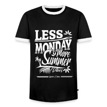 less monday more Summer Gift - Men's Ringer Shirt - black/white - Front - AI Model Female 172 light (172cm) & AI Model Male 178 light (178cm)