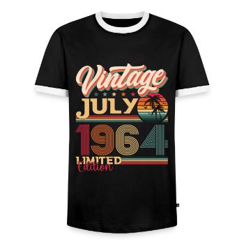 Millésime Juillet 1964 58ème anniversaire Hommes 58 ans - T-shirt contrasté Homme - noir/blanc - Devant - AI Model Female 172 light (172cm) & AI Model Male 178 light (178cm)