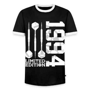 LIMITED EDITION 1994 DARTS 32. GEBURTSTAG - Männer Kontrast-T-Shirt - Schwarz/Weiß - Vorne - AI Model Female 172 light (172cm) & AI Model Male 178 light (178cm)