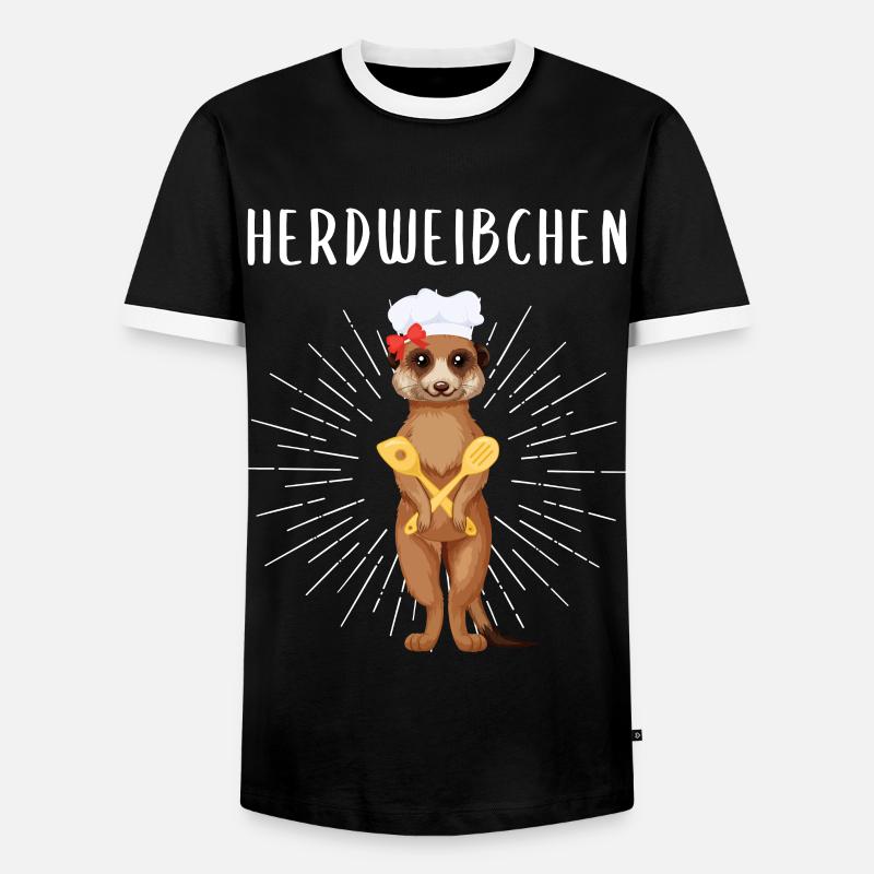 Herdweibchen - Erdmännchen als Herdmännchen - Männer Kontrast-T-Shirt - Schwarz/Weiß