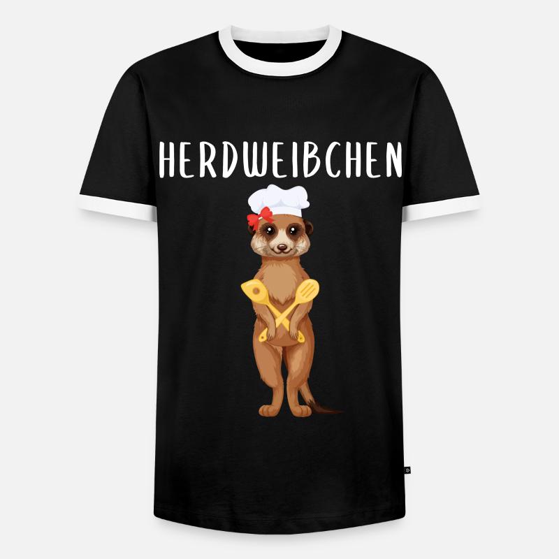 Herdweibchen - Erdmännchen als Herdmännchen - Männer Kontrast-T-Shirt - Schwarz/Weiß