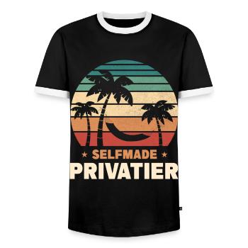Selfmade Privatier - Männer Kontrast-T-Shirt - Schwarz/Weiß - Vorne - AI Model Female 172 light (172cm) & AI Model Male 178 light (178cm)