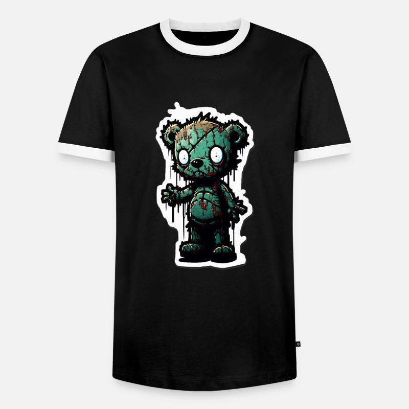 Zombie Teddy - Männer Kontrast-T-Shirt - Schwarz/Weiß