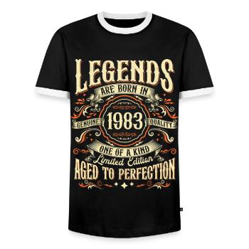 Vintage né en 1983 Legends Vintage Anniversaire - T-shirt contrasté Homme - noir/blanc - Devant - AI Model Female 172 light (172cm) & AI Model Male 178 light (178cm)
