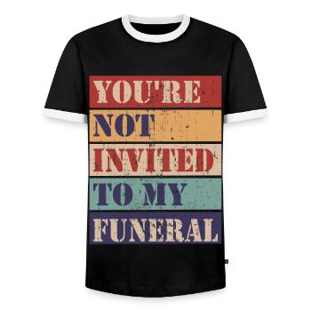 Vous n’êtes pas invité à mes funérailles - T-shirt contrasté Homme - noir/blanc - Devant - AI Model Female 172 light (172cm) & AI Model Male 178 light (178cm)