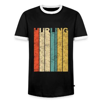 Hurling Irish Sport Team Gaelic Football Vintage - Men's Ringer Shirt - black/white - Front - AI Model Female 172 light (172cm) & AI Model Male 178 light (178cm)